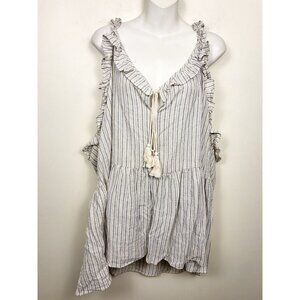 Hayden striped 100% cotton Boho ruffle top. Size 3XL